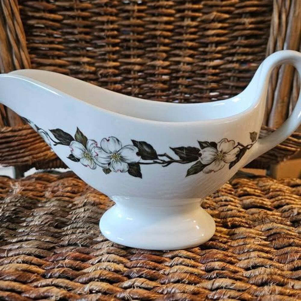 Vintage 1968 Shenango China Dogwood Floral Gravy Boat Restaurant Ware USA